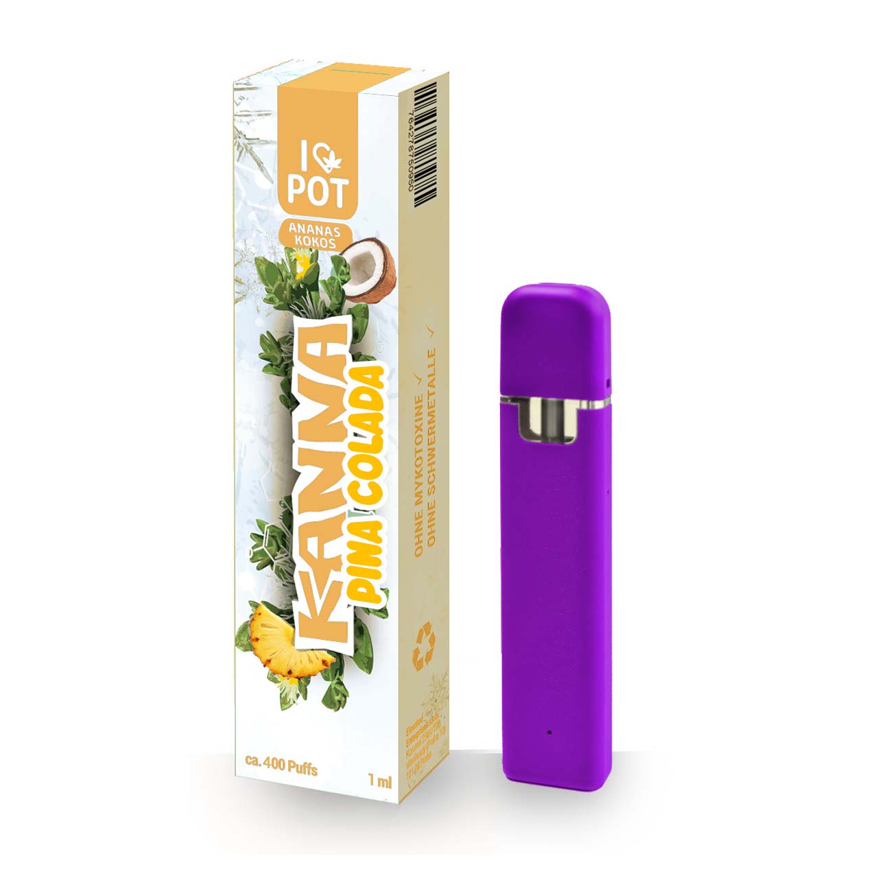 I Love Pot Kanna Vape Einweg E-Zigarette - Pina Colada - 1ml