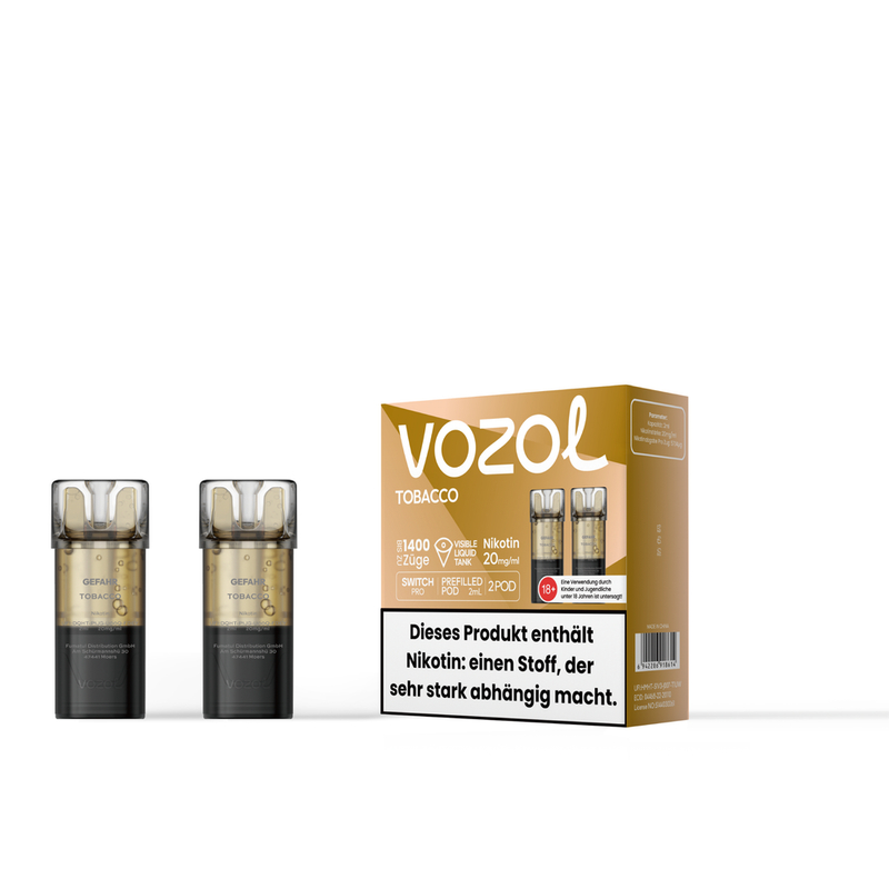 Vozol Switch Pro - Pod - Tobacco 2% Nikotin 700 Züge (2 Pods)