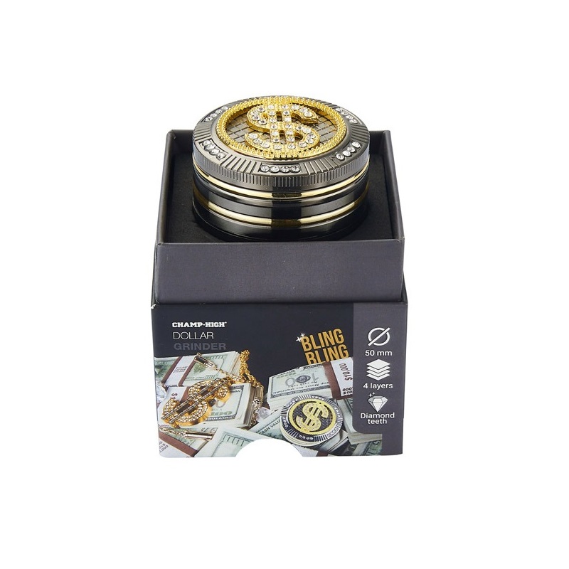 Champ High Grinder Bling Bling Dollar 4-Teilig 50 mm Box Champ High Grinder Bling Bling Dollar 4-Teilig 50 mm Box