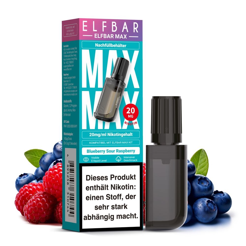 Elfbar Max Pod Blueberry Sour Raspberry 10ml Elfbar Max Pod Blueberry Sour Raspberry 10ml