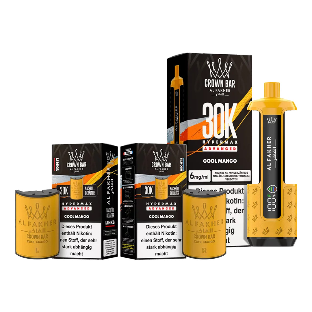 Al Fakher Crown Bar 30K Hypermax Advanced Cool Mango Al Fakher Crown Bar 30K Hypermax Advanced Cool Mango