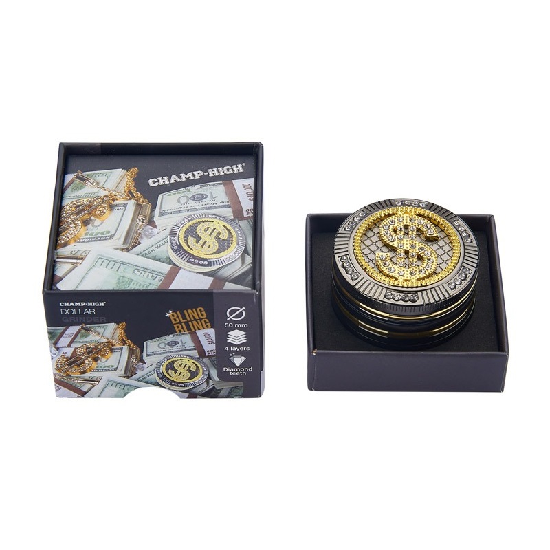 Champ High Grinder Bling Bling Dollar 4-Teilig 50 mm Box Champ High Grinder Bling Bling Dollar 4-Teilig 50 mm Box