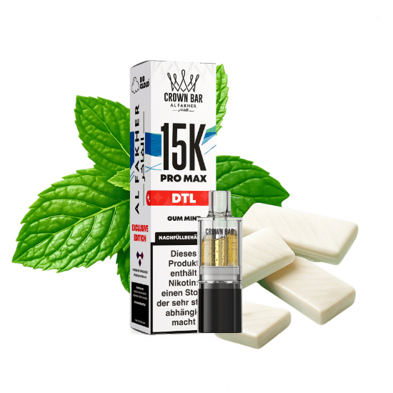 Al Fakher Crown Bar 15k Pro Max DTL Pod Gum Mint 10ml Al Fakher Crown Bar 15k Pro Max DTL Pod Gum Mint 10ml
