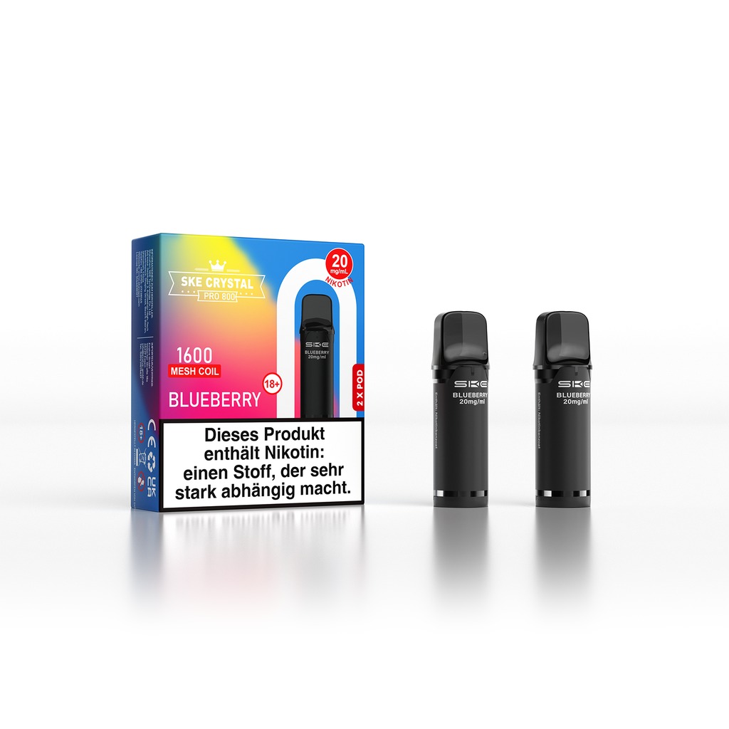 SKE Crystal Pro 800 Pod - Blueberry 2% Nikotin (2er Pack)