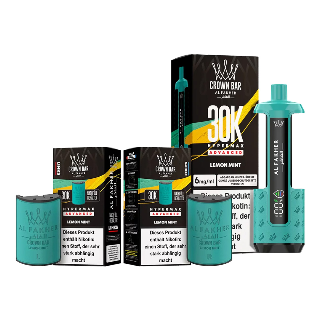 Al Fakher Crown Bar 30K Hypermax Advanced Lemon Mint Al Fakher Crown Bar 30K Hypermax Advanced Lemon Mint