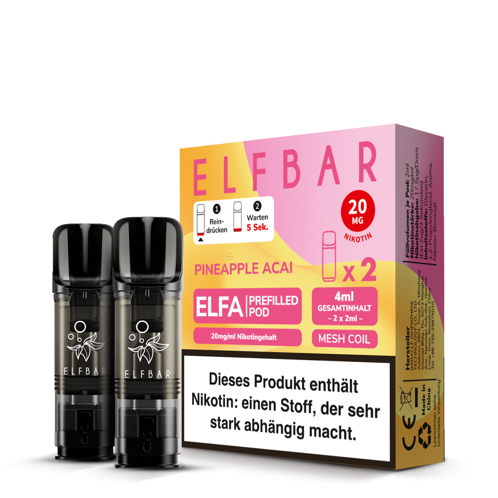 Elfbar ELFA Pod Pineapple Acai 2 % | 600 Zge | 2er-Pack