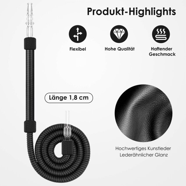 Luna Shisha Tradi Schlauch Kunstleder Schwarz Länge Luna Shisha Tradi Schlauch Kunstleder Schwarz Länge