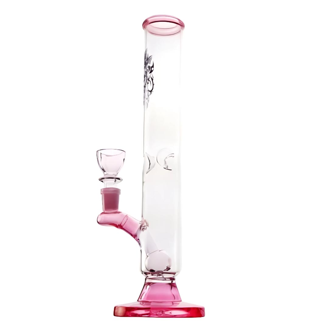 Glasbong Rosa Chillum Basis 30 cm Side Glasbong Rosa Chillum Basis 30 cm Side