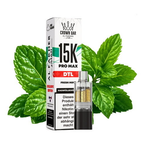 Al Fakher Crown Bar 15k Pro Max DTL Pod Fresh Mint 10ml Al Fakher Crown Bar 15k Pro Max DTL Pod Fresh Mint 10ml