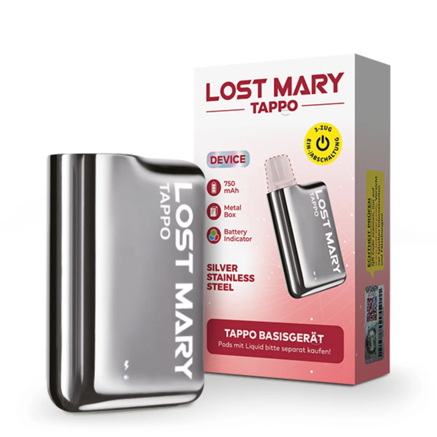 Lost Mary Tappo Pod System - Basisgerät Silver Stainless Steel