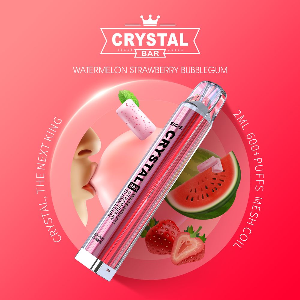 Crystal Bar - Watermelon Strawberry Bubblegum 2% Nikotin 600 Züge