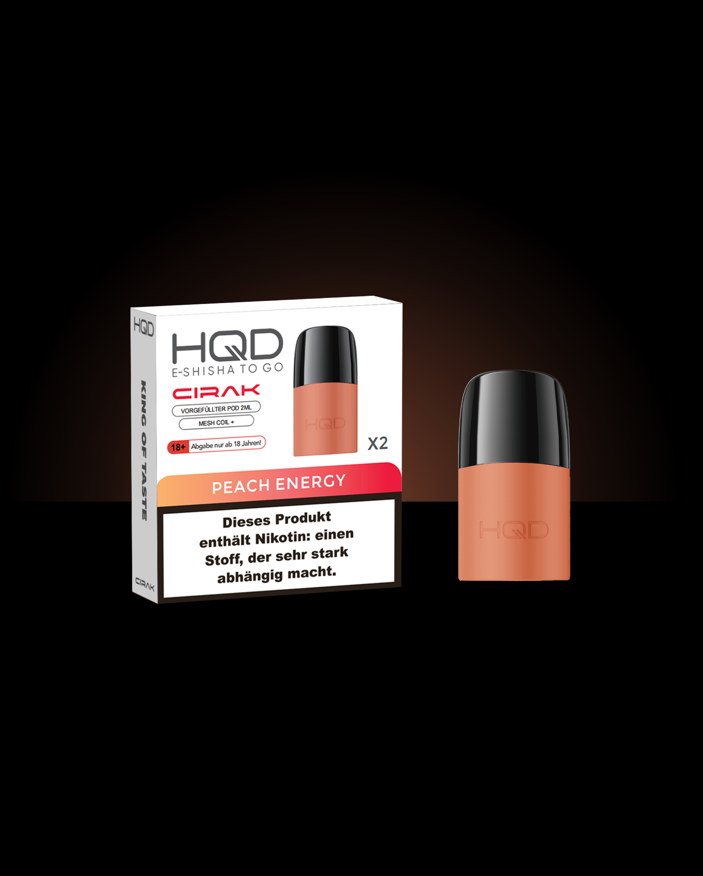 HQD Cirak Pod - Peach Energy 1,8% Nikotin (2 Pods)
