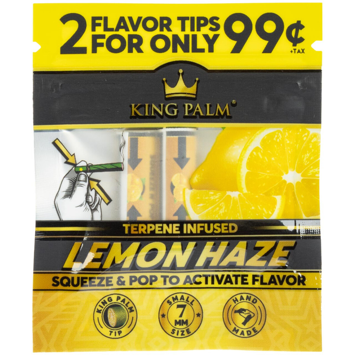 King Palm Filter mit Terpene Ø 7mm 2 Stück - Lemon Haze