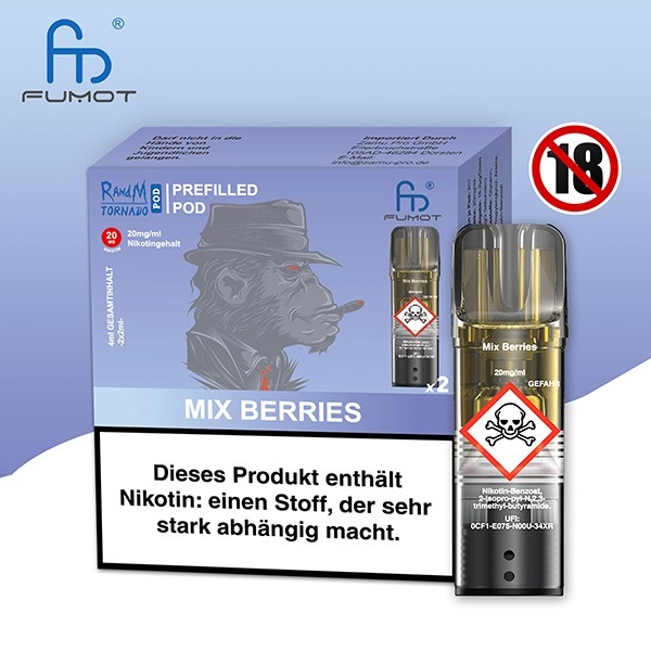RandM Tornado - POD - Mix Berries 2% Nikotin 600 Züge (2 Pods)