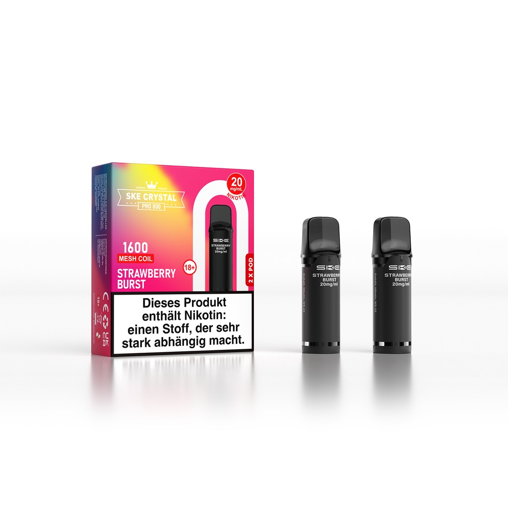 SKE Crystal Pro 800 Pod - Strawberry Burst 2% Nikotin (2er Pack)