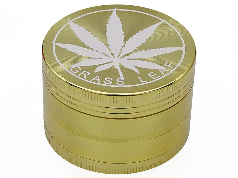Excellent Grinder Hanfblatt 4-Teilig Gold Excellent Grinder Hanfblatt 4-Teilig Gold