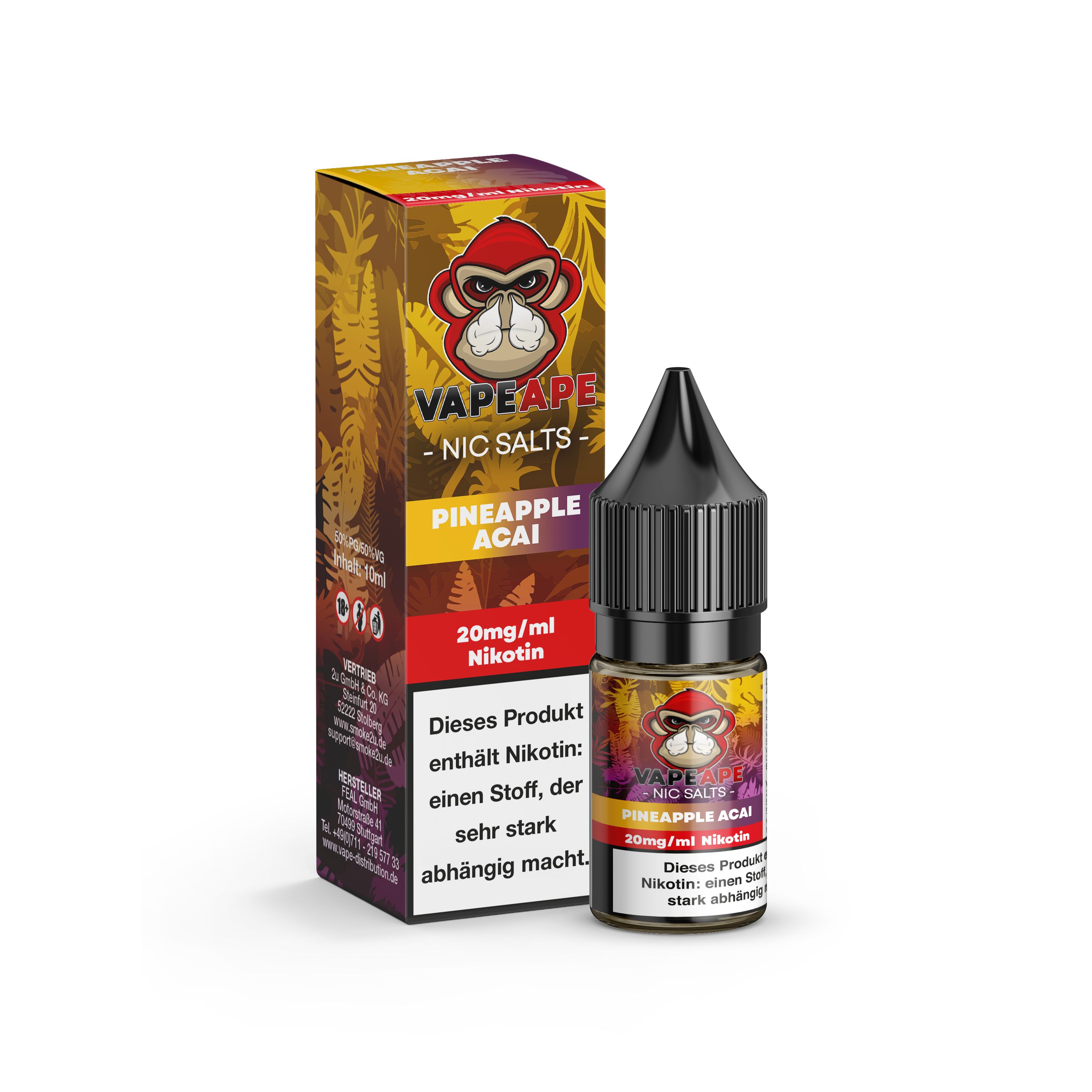 VapeApe - Pineapple Acai Nikotinsalz-Liquid 10ml | 20mg/ml