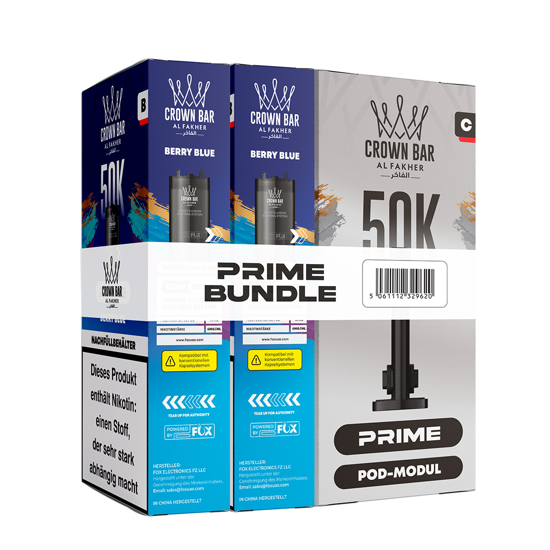 Al Fakher Crown Bar 50k Hypermax Prime Pod Bundle Berry Blue