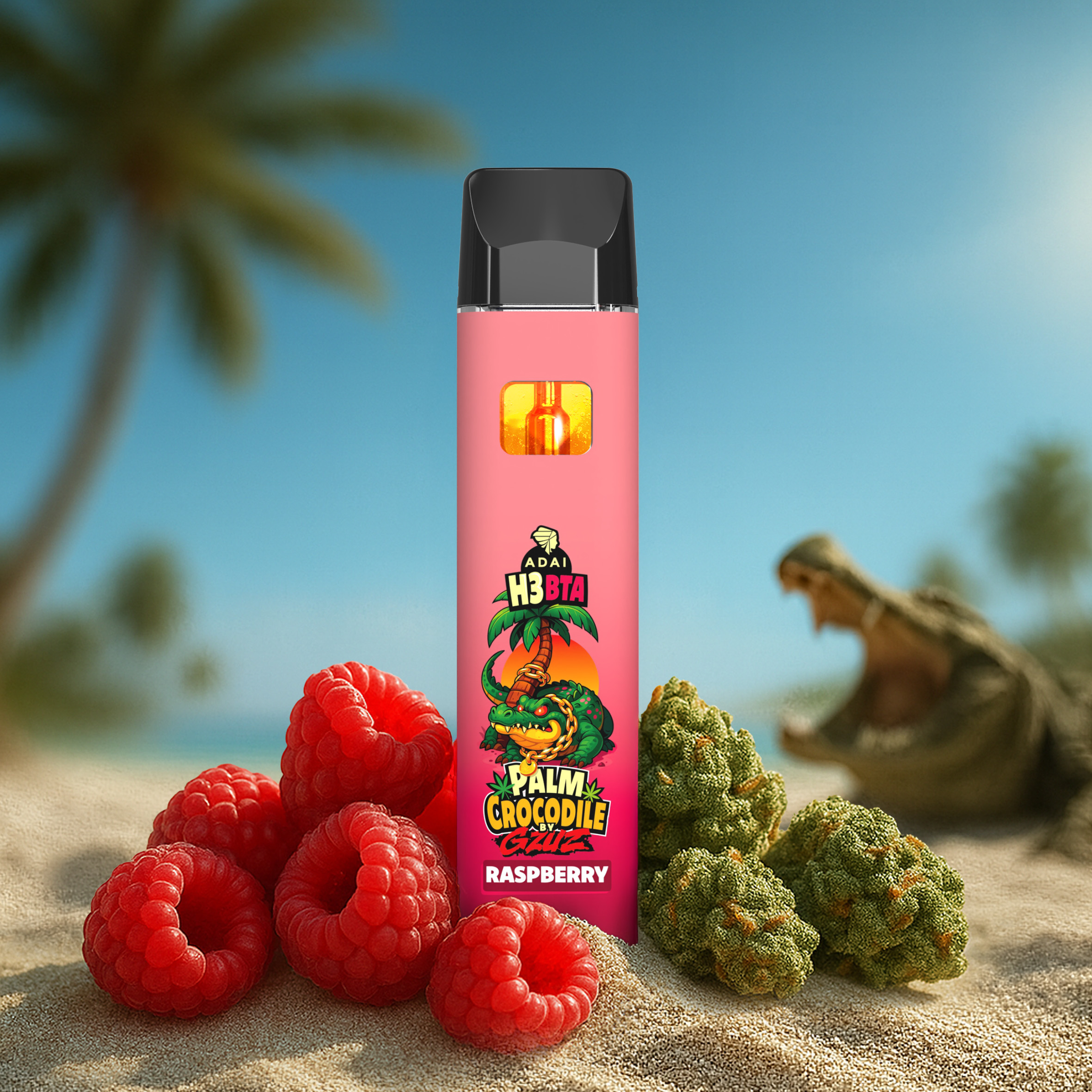 Palm Crocodile by GZUZ H3BTA Vape Raspberry 1ml Palm Crocodile by GZUZ H3BTA Vape Raspberry 1ml