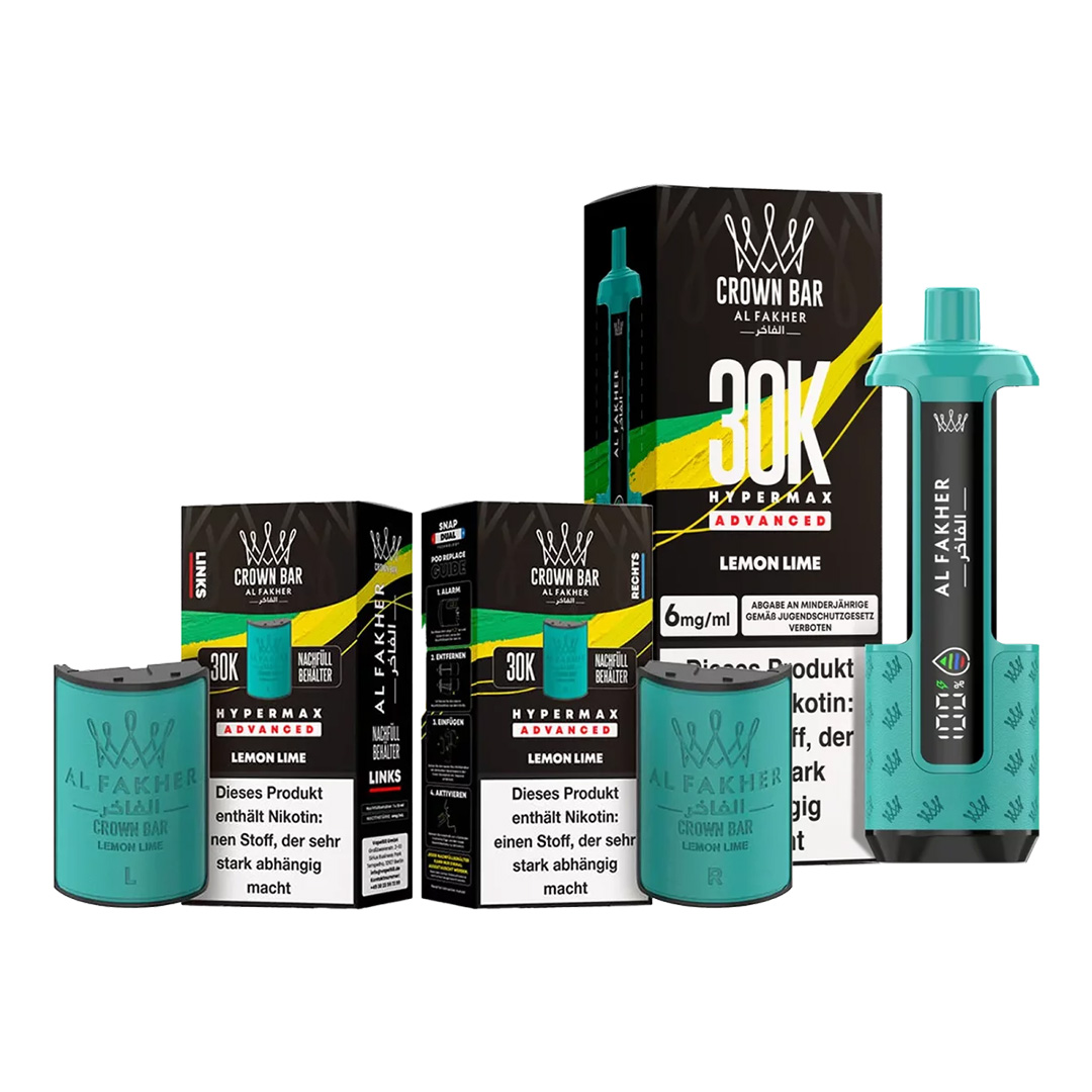 Al Fakher Crown Bar 30K Hypermax Advanced Lemon Lime Al Fakher Crown Bar 30K Hypermax Advanced Lemon Lime