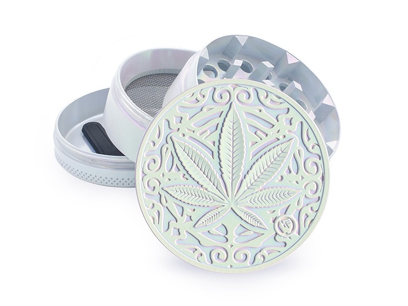 Fire Flow - Grinder "Trance Leaf" Icy Pearl 3 teilig Ø 4cm