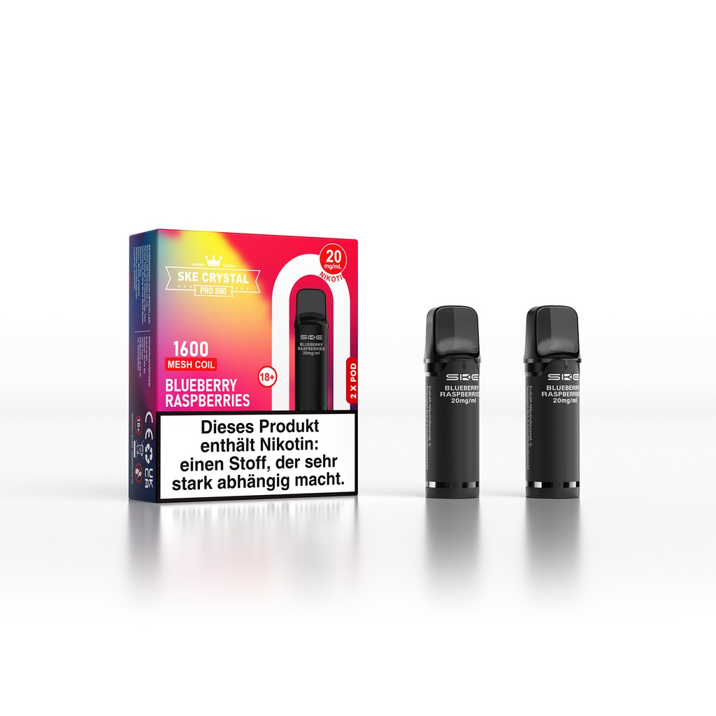 SKE Crystal Pro 800 Pod - Blueberry Raspberries 2% Nikotin (2er Pack)