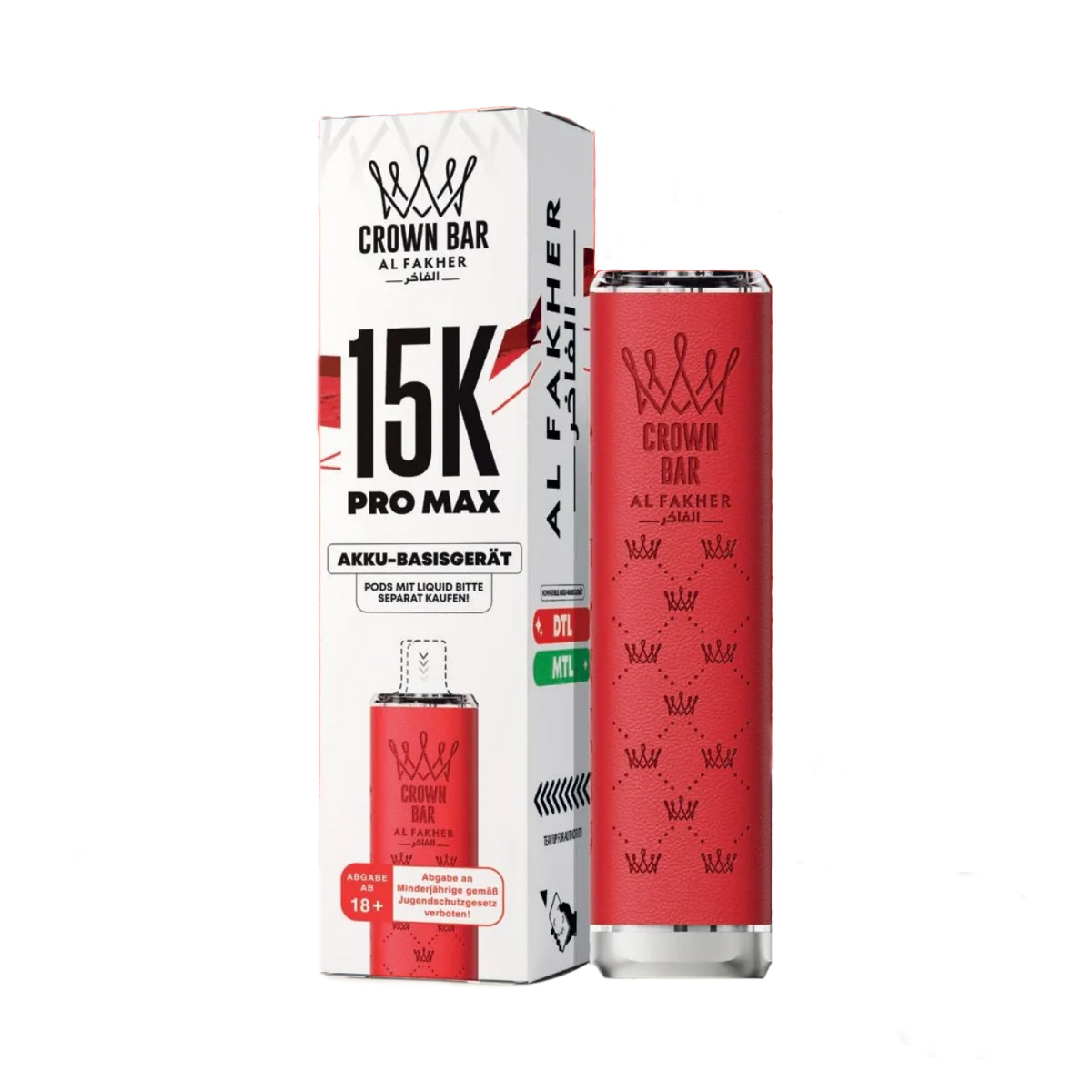 Al Fakher Crown Bar 15k Pro Max Akku-Basisgerät Red Al Fakher Crown Bar 15k Pro Max Akku-Basisgerät Red