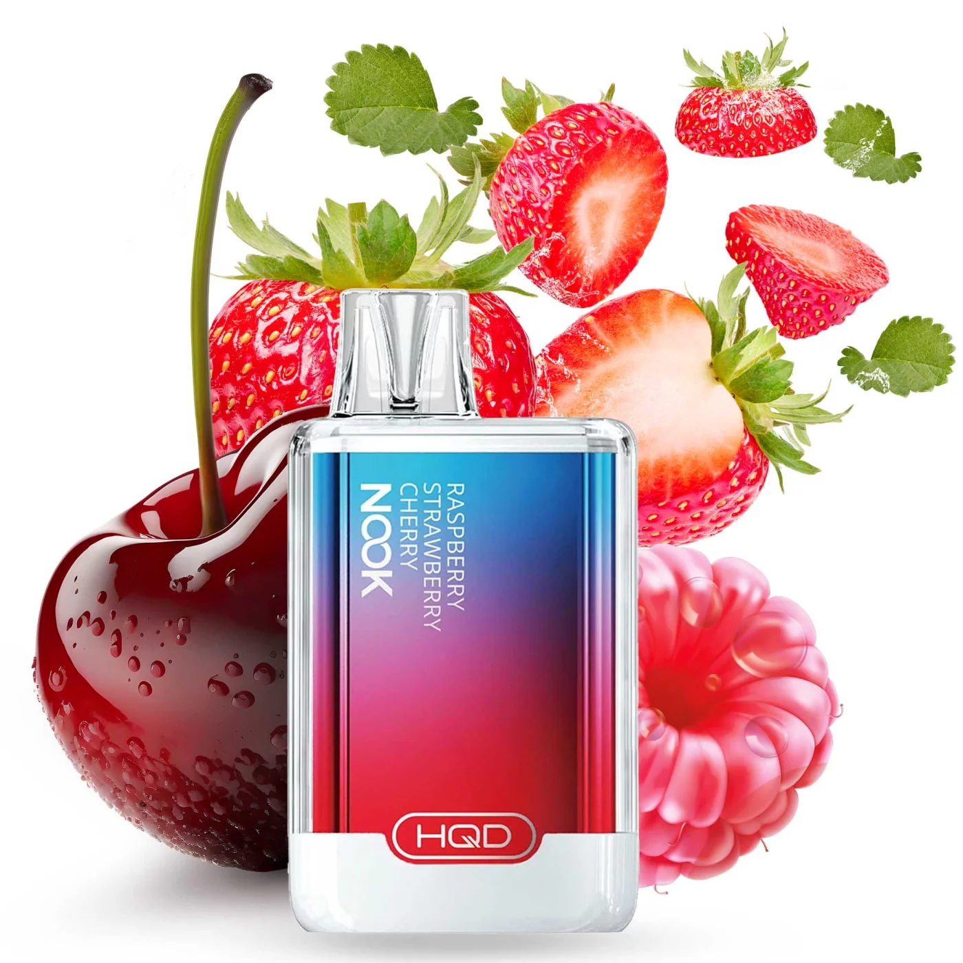 HQD Nook - Vape Einweg E-Zigarette - Raspberry Strawberry Cherry 1,8% Nikotin