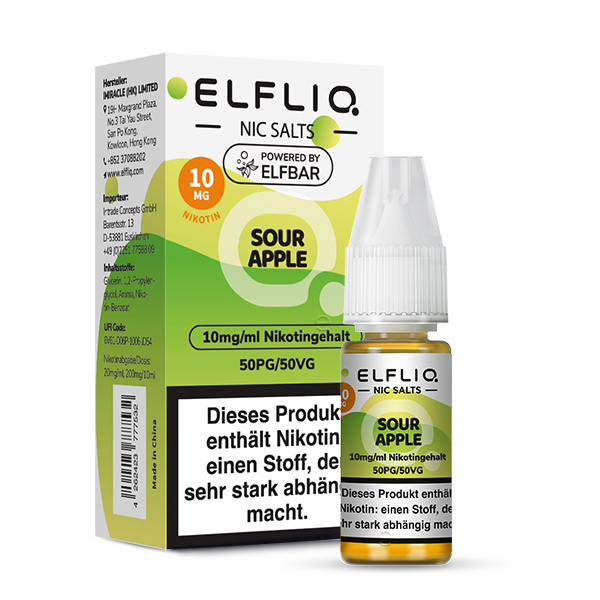 Elfbar Elfliq Sour Apple 10mg 10ml Elfbar Elfliq Sour Apple 10mg 10ml