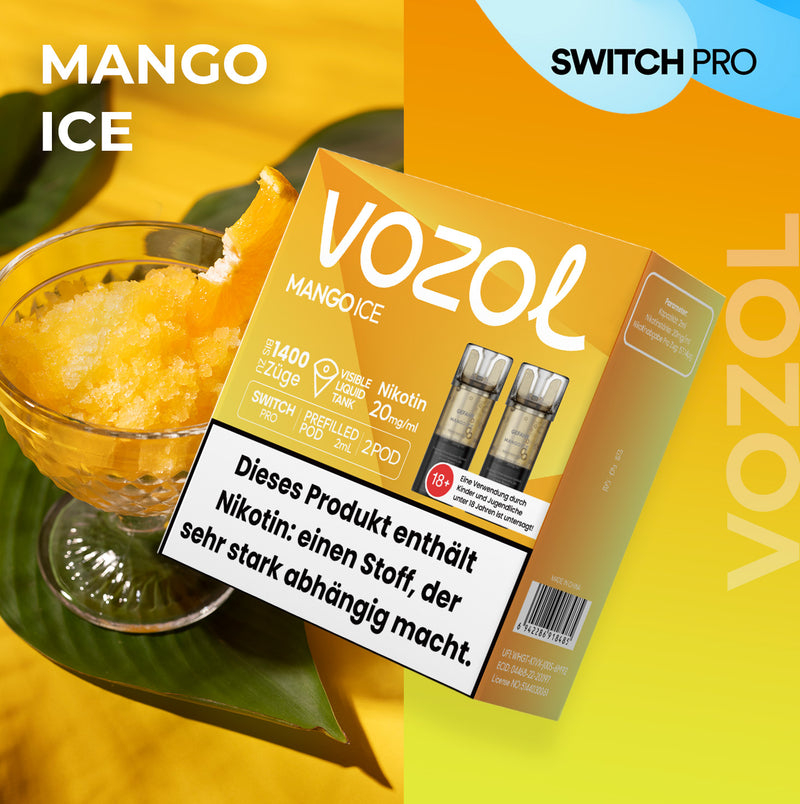 Vozol Switch Pro - Pod - Mango Ice 2% Nikotin 700 Züge (2 Pods)