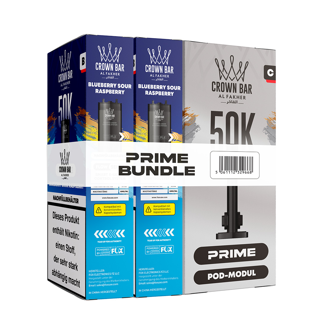 Al Fakher Crown Bar 50k Hypermax Prime Pod Bundle Blueberry Sour Raspberry