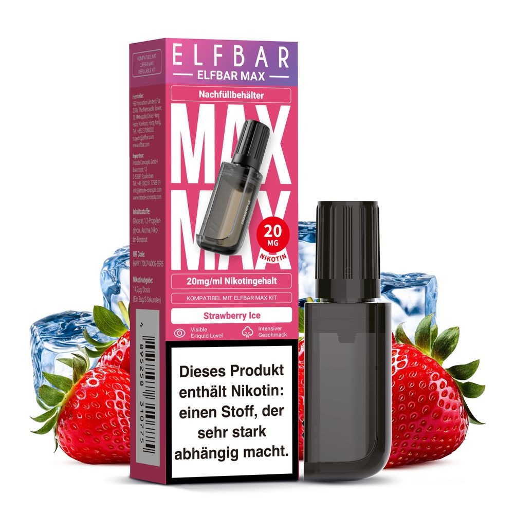 Elfbar Max Pod Strawberry Ice 10ml Elfbar Max Pod Strawberry Ice 10ml