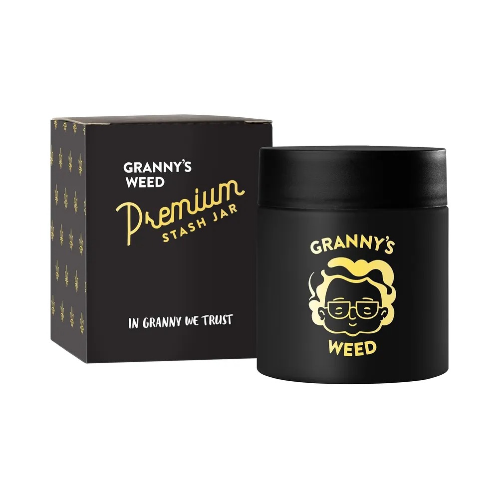 Grannys Weed Premium Stash Jar Schwarz Gold