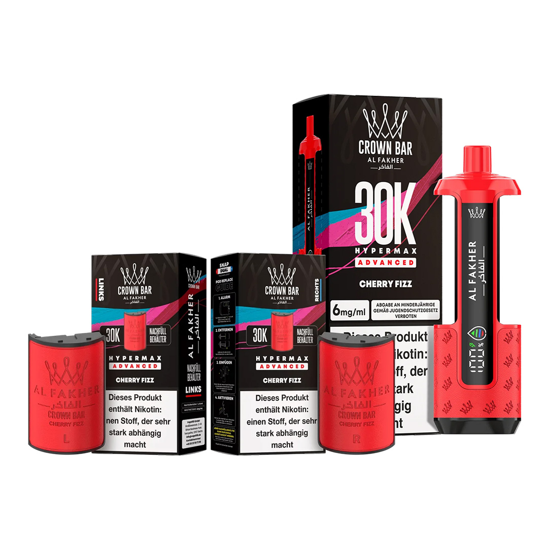 Al Fakher Crown Bar 30K Hypermax Advanced Cherry Fizz Al Fakher Crown Bar 30K Hypermax Advanced Cherry Fizz