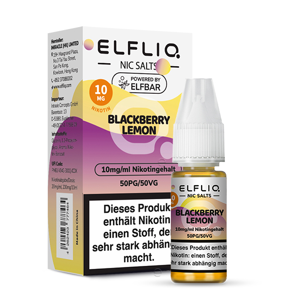 Elfbar Elfliq Blackberry Lemon 10mg 10ml Elfbar Elfliq Blackberry Lemon 10mg 10ml