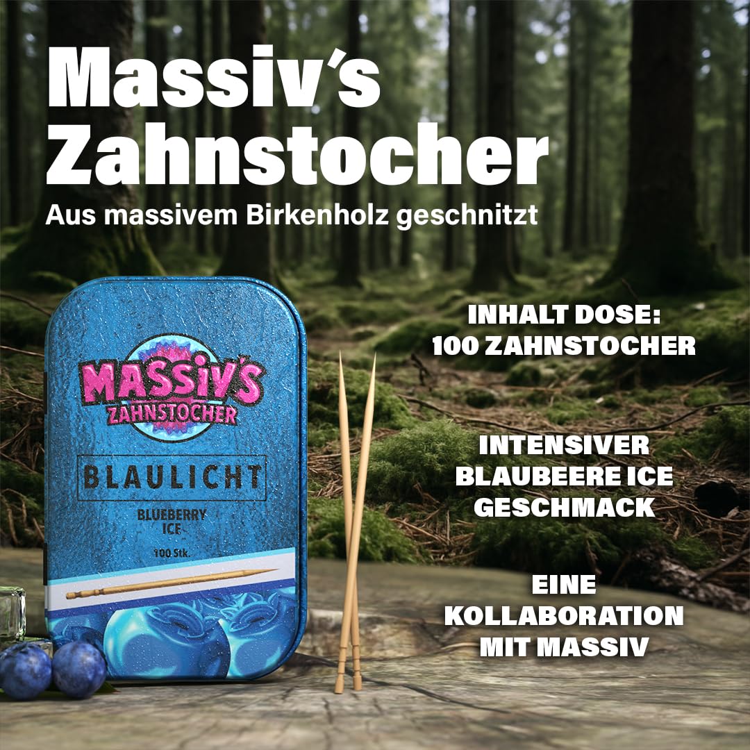 Massiv's Zahnstocher (100 Stück) mit Geschmack - Blaulicht