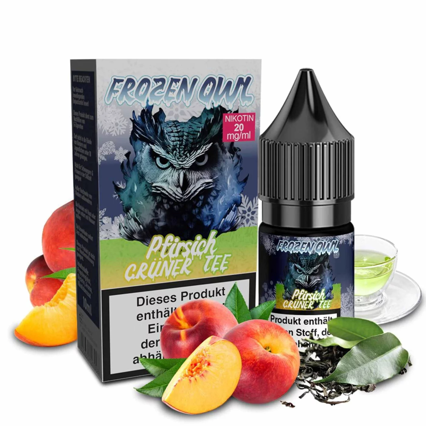 Frozen Owl - Pfirsich Grüner Tee Nikotinsalz Liquid 10ml | 20mg/ml