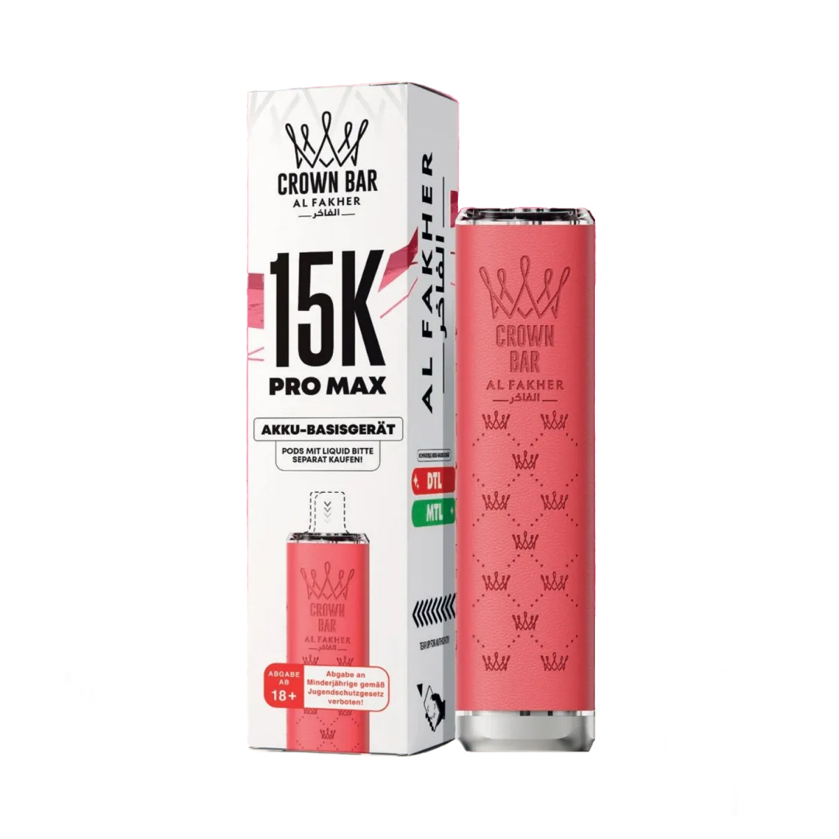 Al Fakher Crown Bar 15k Pro Max Akku-Basisgerät Pink Al Fakher Crown Bar 15k Pro Max Akku-Basisgerät Pink