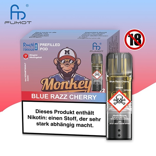 RandM Tornado - POD - Blue Razz Cherry 2% Nikotin 600 Züge (2 Pods)