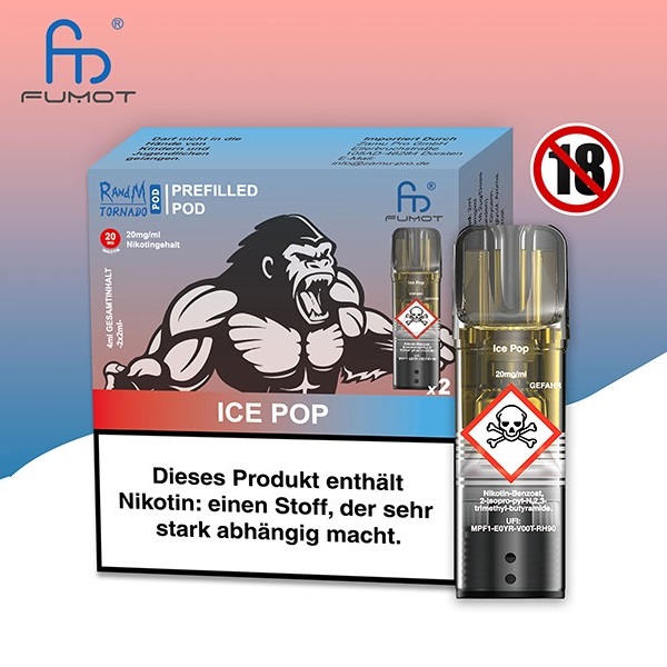 RandM Tornado - POD - Ice Pop 2% Nikotin 600 Züge (2 Pods)