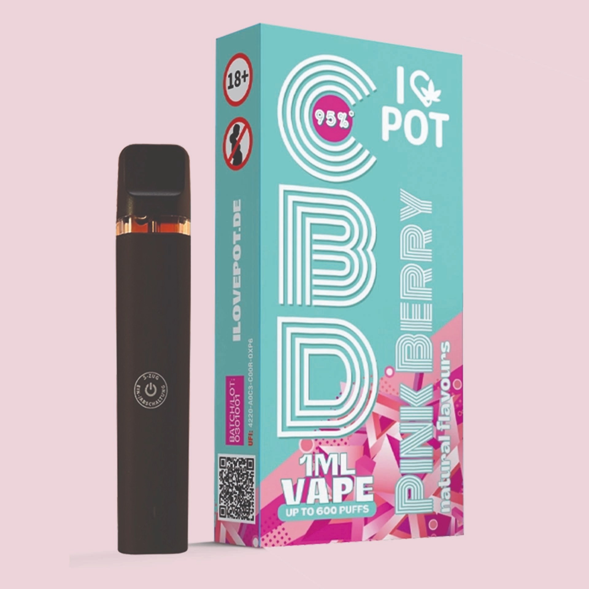 I Love Pot CBD Vape - Pink Berry 1ml CBD