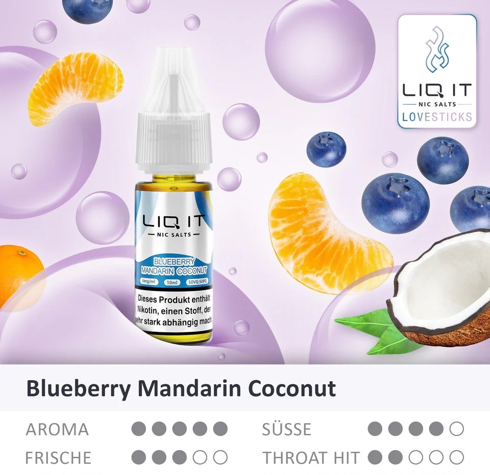 Lovesticks Liq It Liquid Blueberry Mandarin Coconut 10ml Eigenschaften Lovesticks Liq It Liquid Blueberry Mandarin Coconut 10ml Eigenschaften