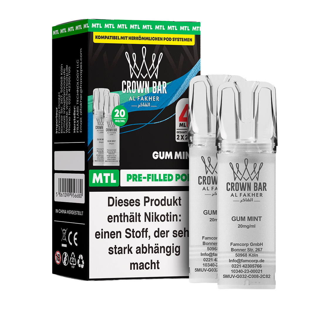 Al Fakher - Crown Bar 600 MTL POD - Gum Mint (2 Pods)