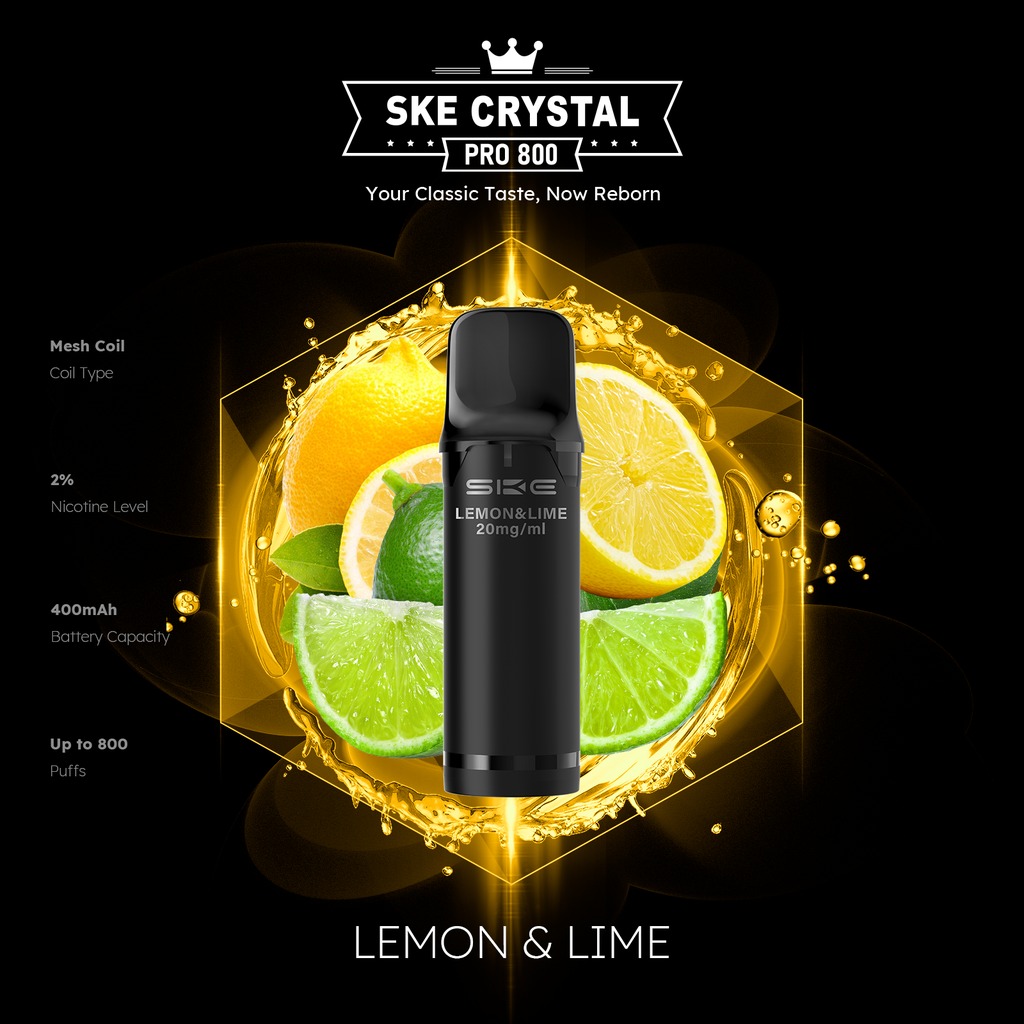 SKE Crystal Pro 800 Pod - Lemon & Lime 2% Nikotin (2er Pack)