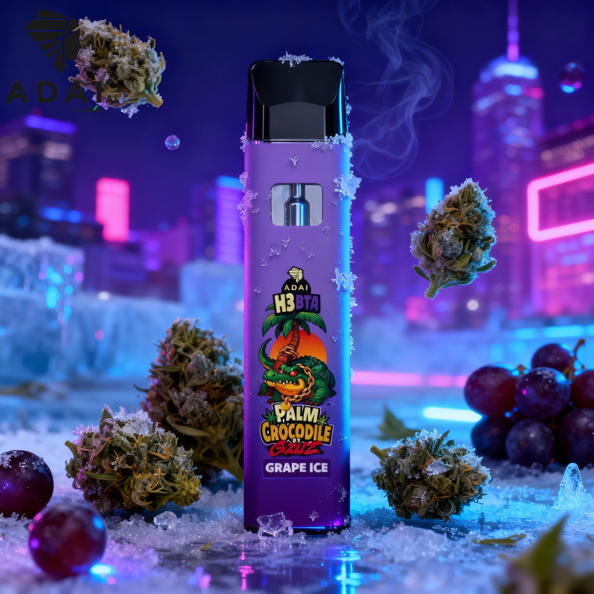 Palm Crocodile by GZUZ H3BTA Vape Grape Ice 1ml Palm Crocodile by GZUZ H3BTA Vape Grape Ice 1ml