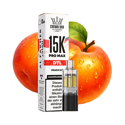Al Fakher Crown Bar 15k Pro Max DTL Pod Peach Ice 10ml Al Fakher Crown Bar 15k Pro Max DTL Pod Juicy Peach 10ml