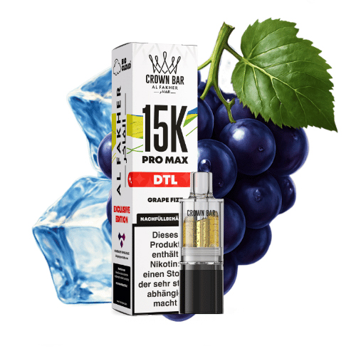 Al Fakher Crown Bar 15k Pro Max DTL Pod Grape Fizz 10ml Al Fakher Crown Bar 15k Pro Max DTL Pod Grape Fizz 10ml