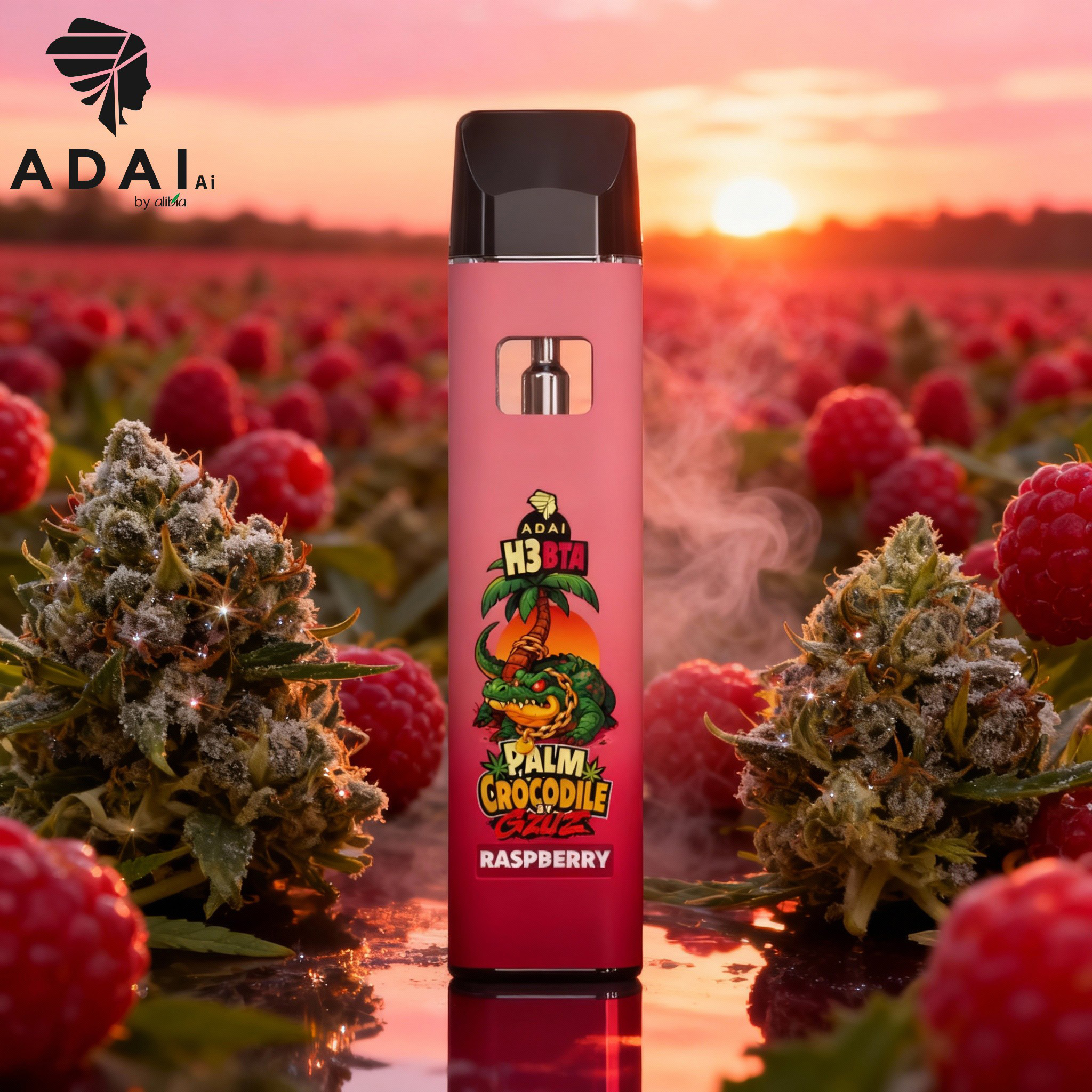 Palm Crocodile by GZUZ H3BTA Vape Raspberry 1ml Palm Crocodile by GZUZ H3BTA Vape Raspberry 1ml