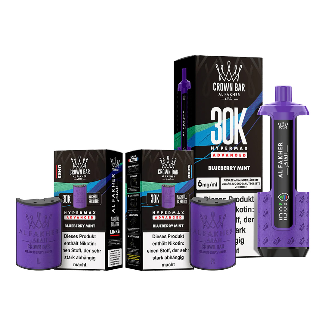 Al Fakher Crown Bar 30K Hypermax Advanced Blueberry Mint