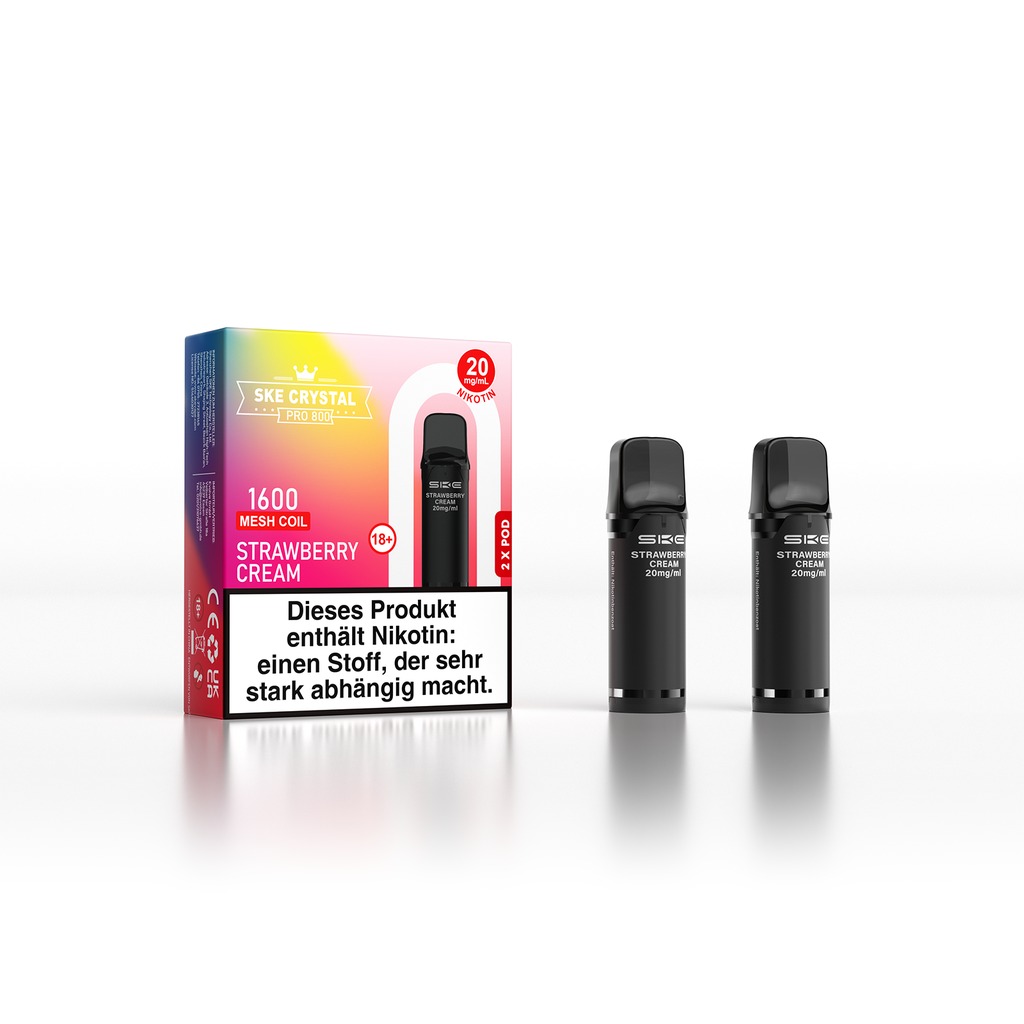 SKE Crystal Pro 800 Pod - Strawberry Cream 2% Nikotin (2er Pack)